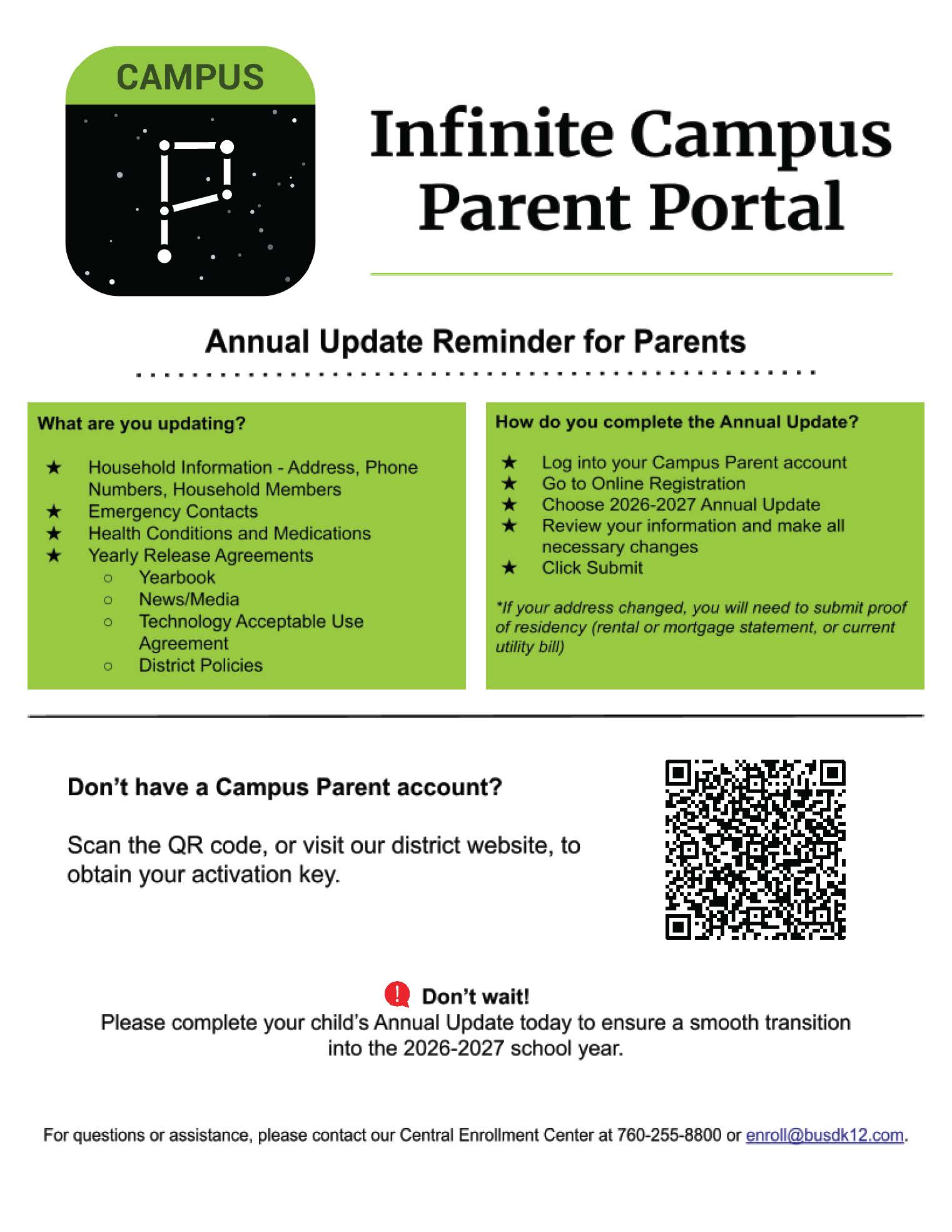  Annual Update Reminder for Parents