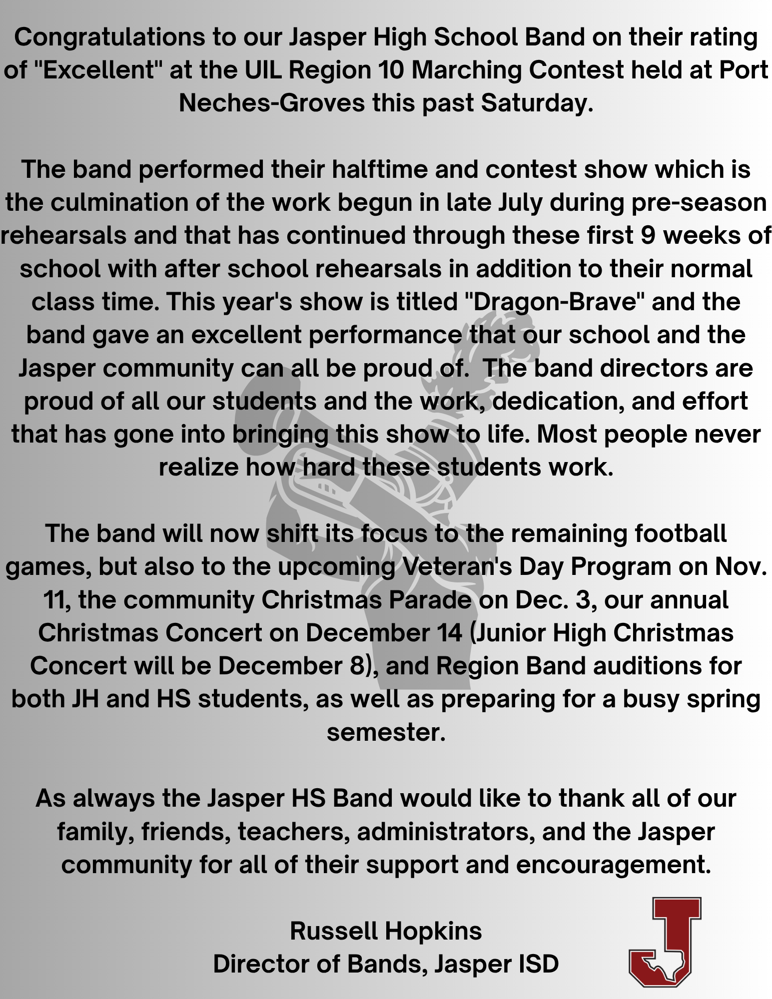 Congratulations, Band!