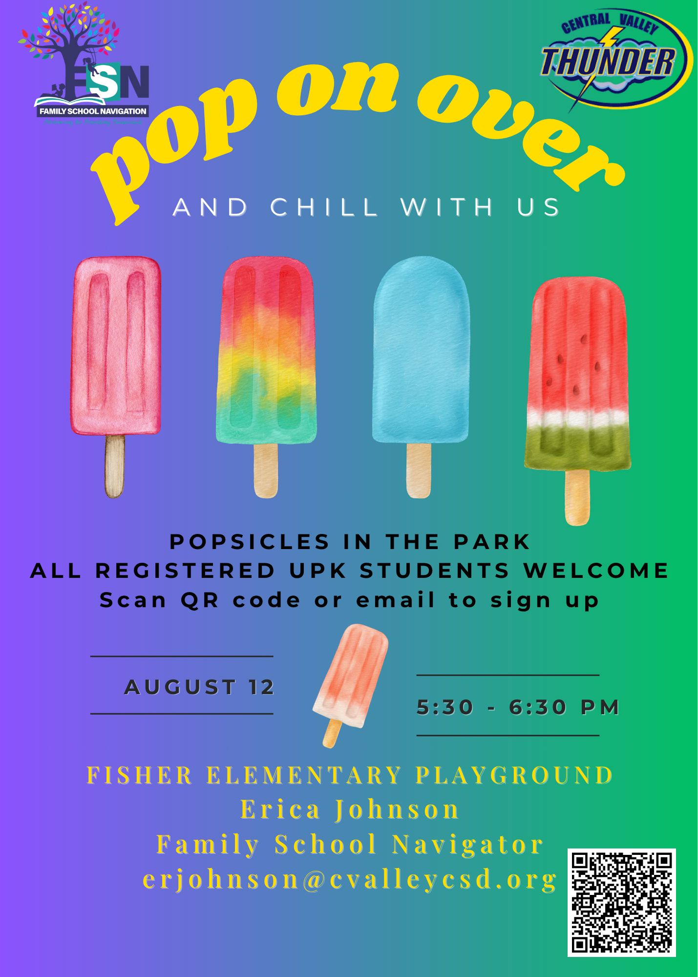 Incoming UPK invited to Popsicles in the Park on Aug. 12