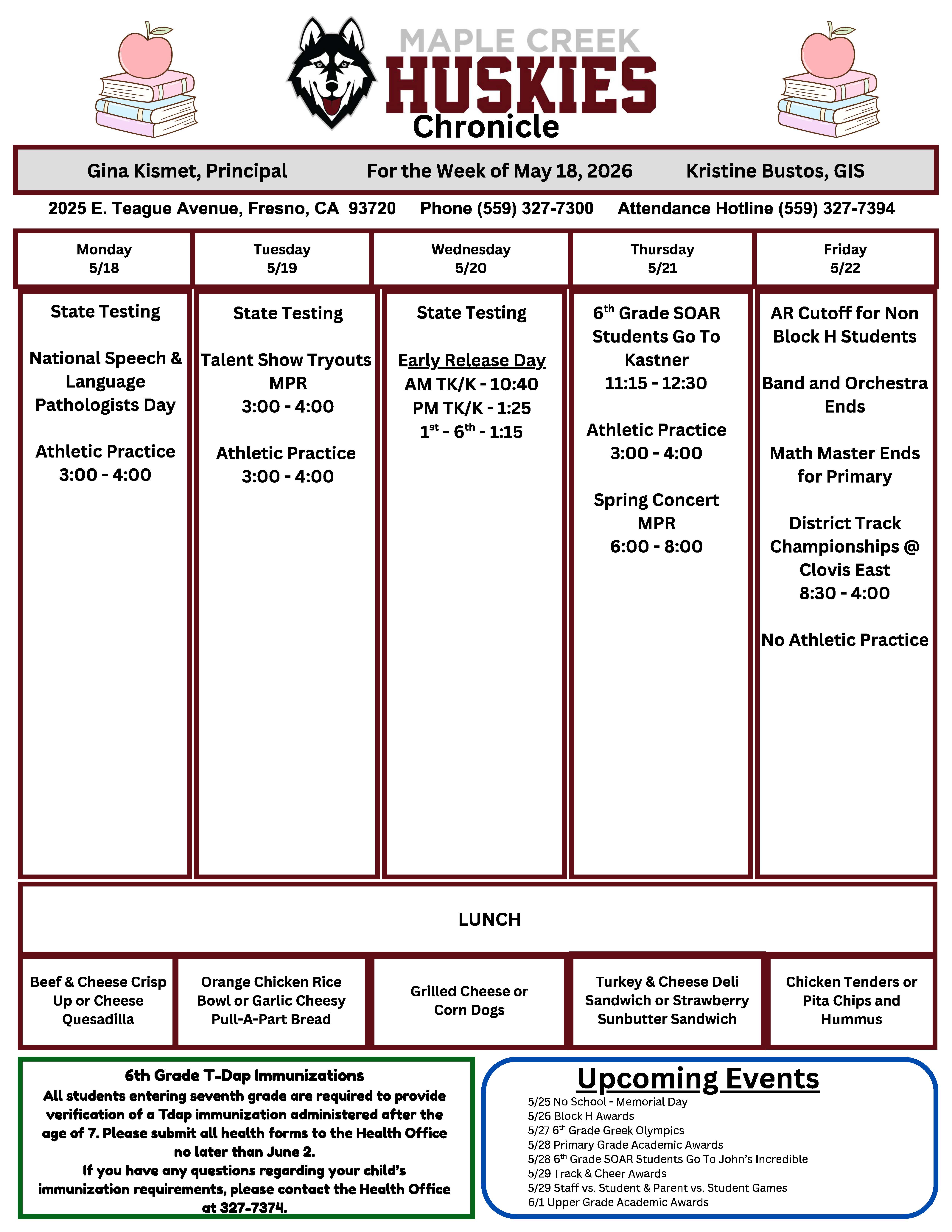 Chronicle for the week of May 18, 2026 