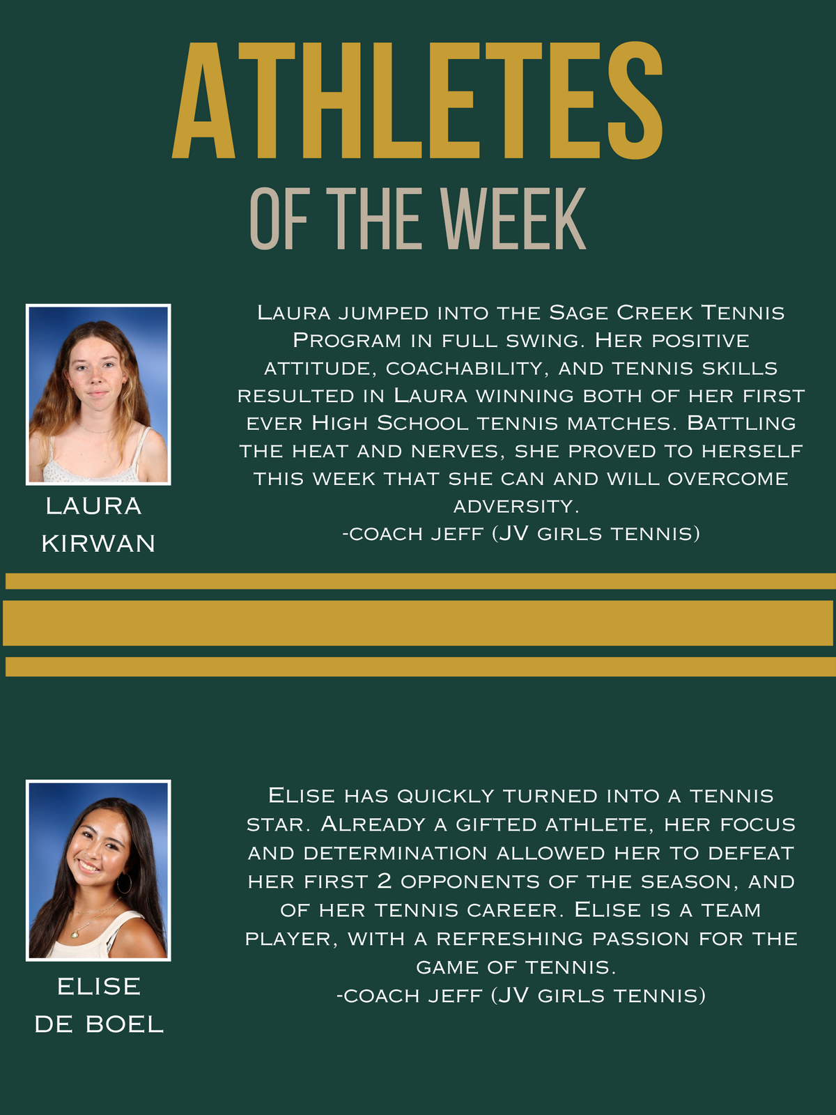 Athletes of the Week