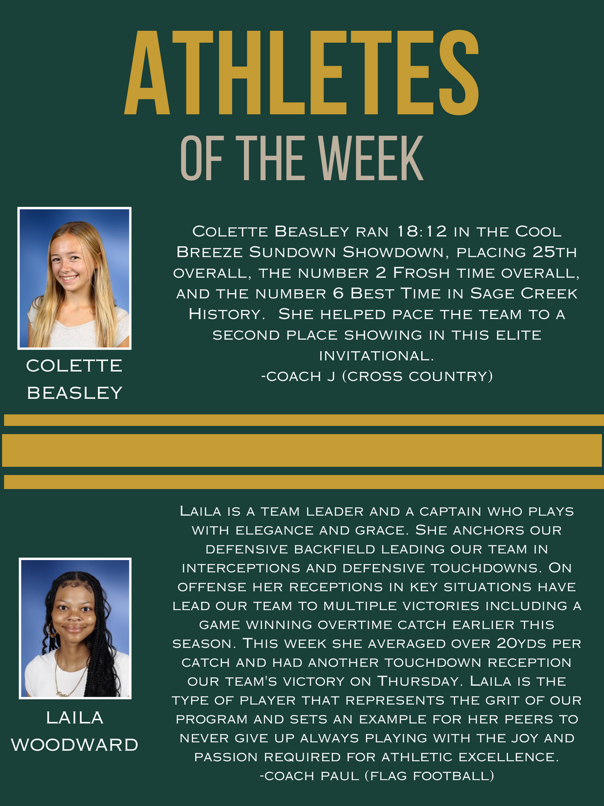 Athletes of the Week