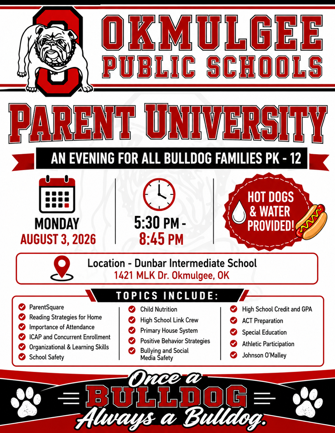 Save the Date! - Parent University August 3, 2026 