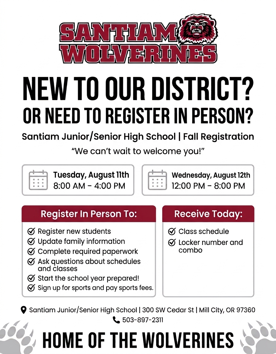 2026/2027 Fall Registration Dates