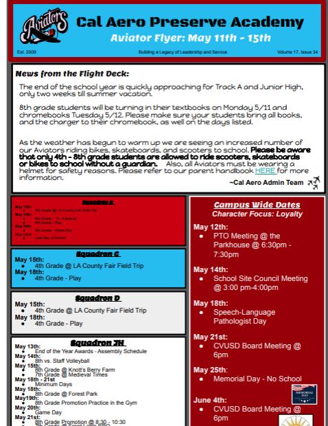 Cal Aero Aviator Flyer for week May 11-15, 2026