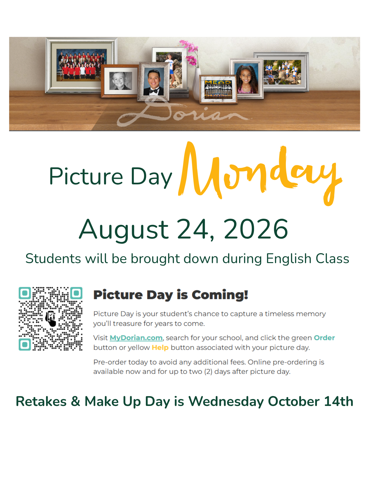 Picture Day Reminder - Monday 8/24!