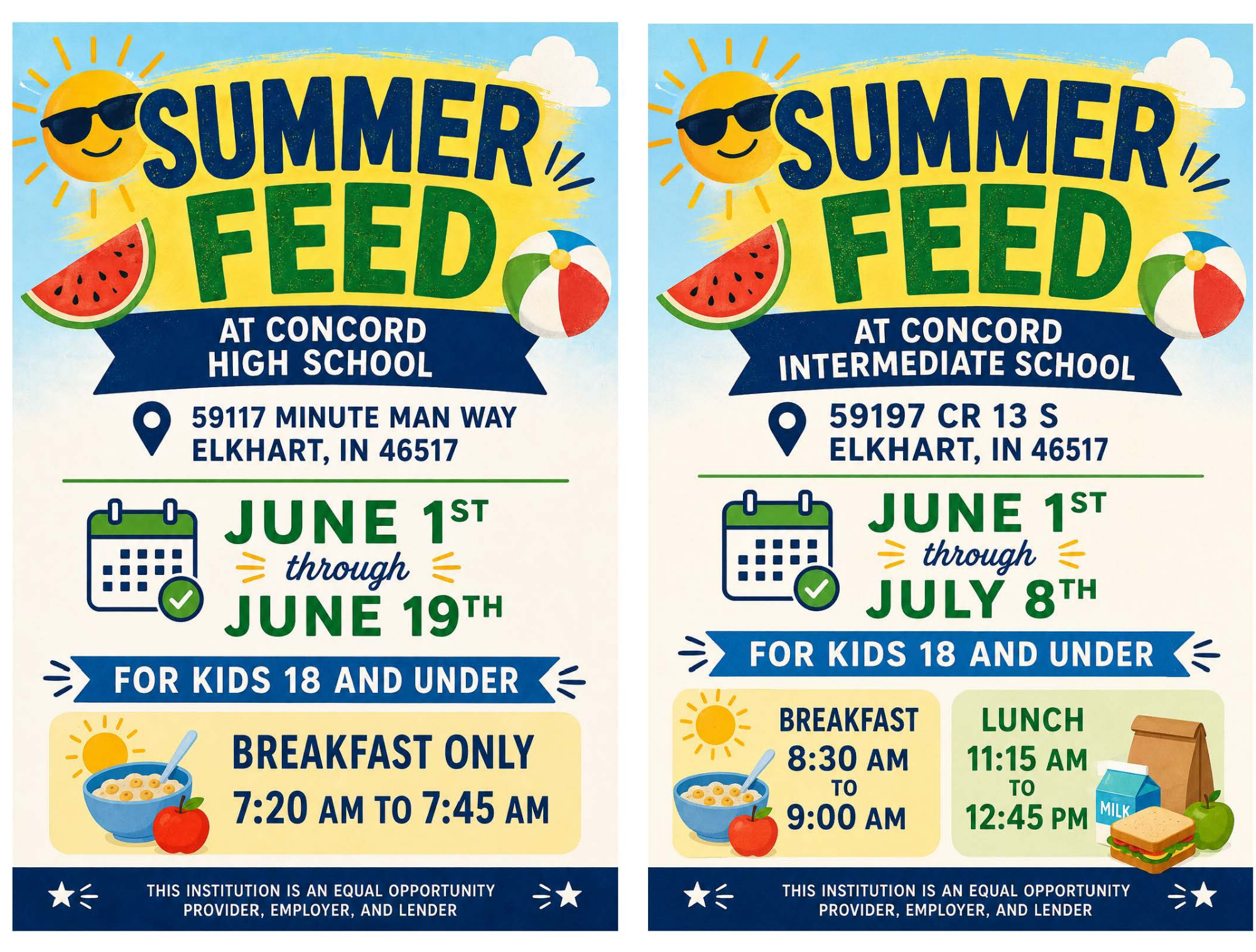 Summer Feed: Located at Concord Intermediate School and Concord High School!