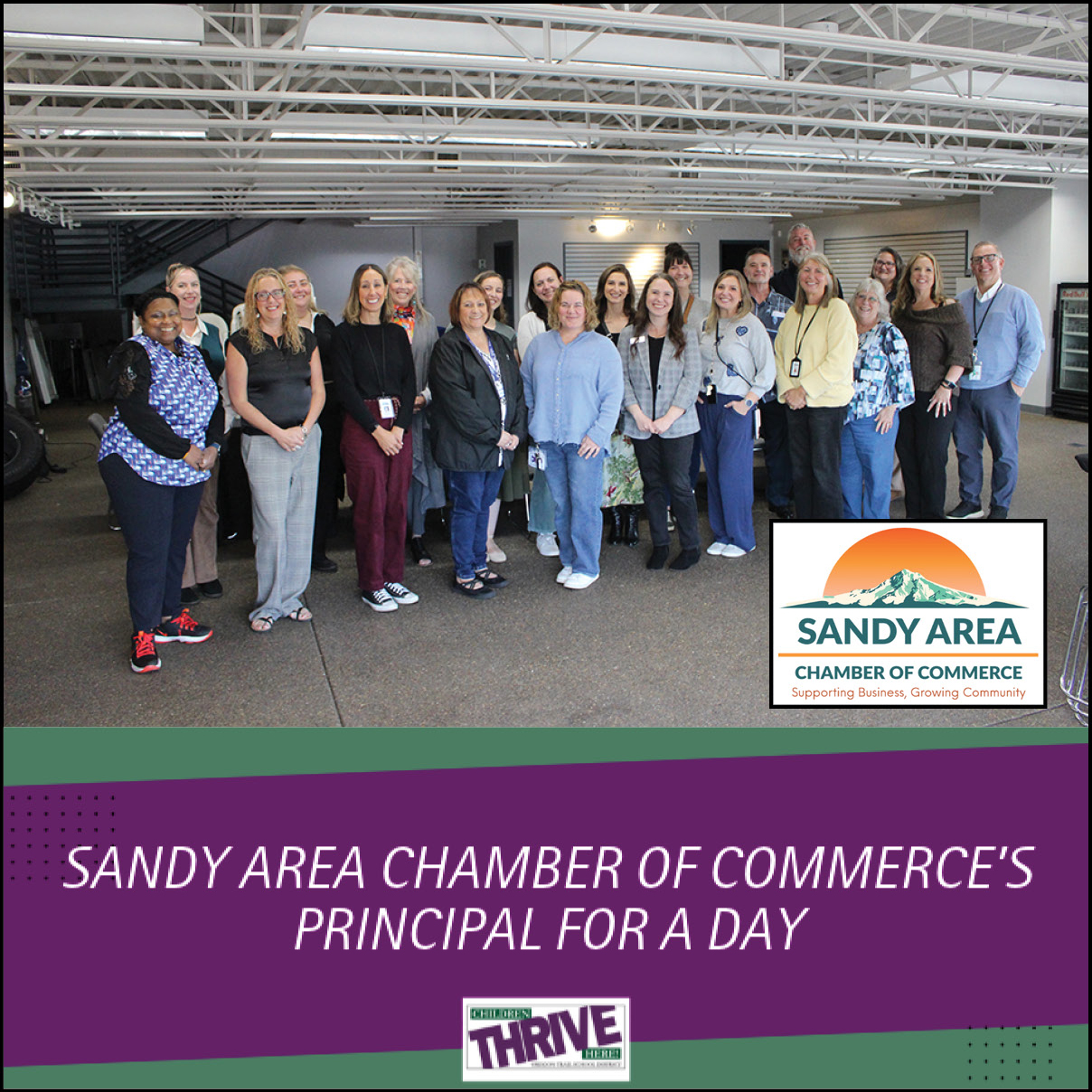 Sandy Area Chamber of Commerce's Principal for a Day event!