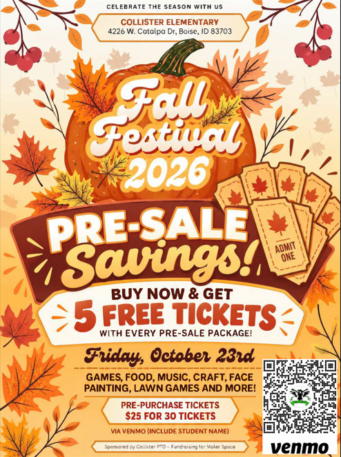 Collister Fall Festival – Ticket Pre-Sale and Volunteers Needed!