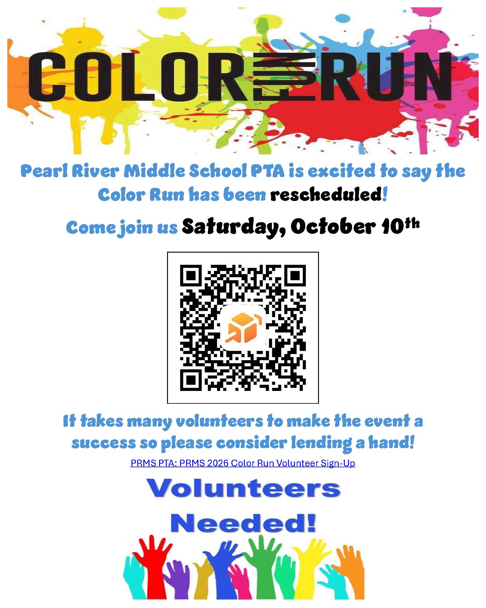 Color Run Rescheduled for 10/10/2026