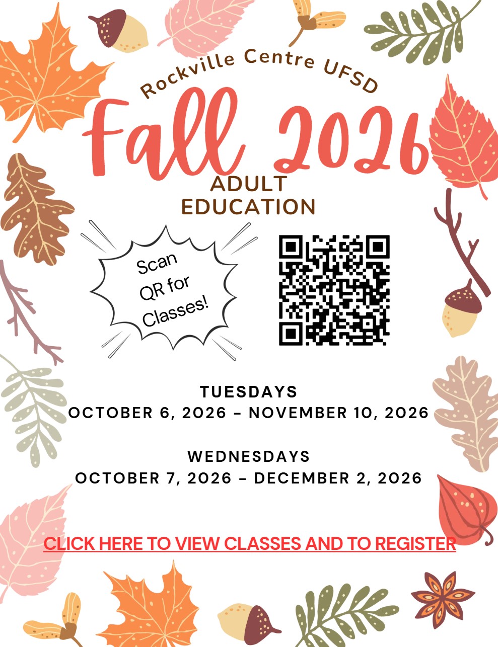 Adult Education Classes Now Open for Enrollment