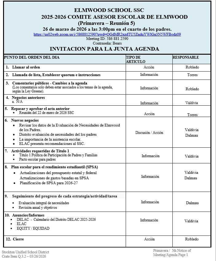 SSC Agenda Spanish 03-26-26