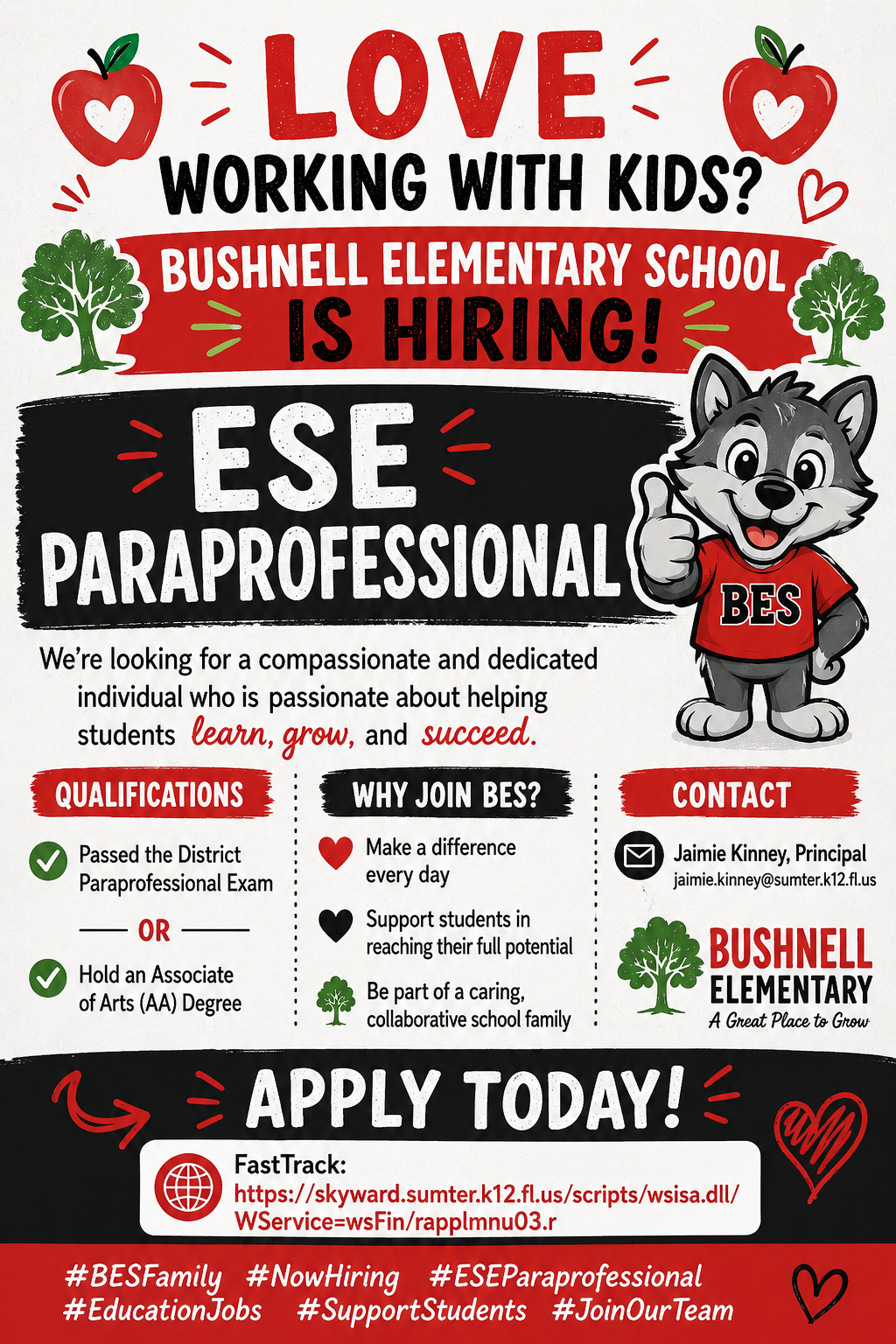 BES IS HIRING! ESE PARAPROFESSIONAL OPPORTUNITY 