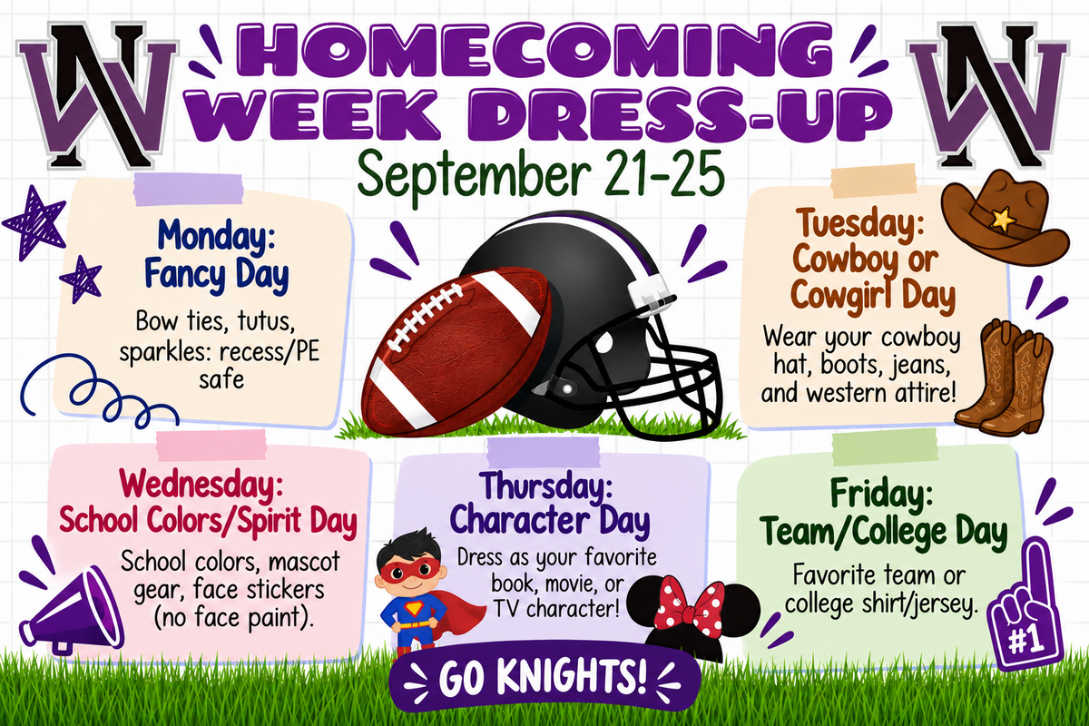 Homecoming Dress Up days September 21-25
