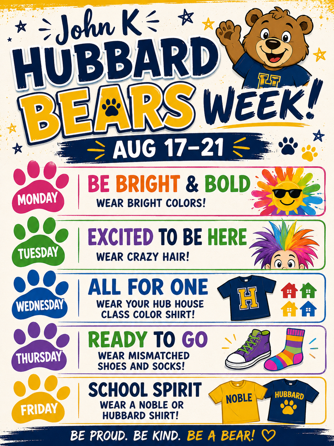 Welcome BEARS dress up Aug 17-21