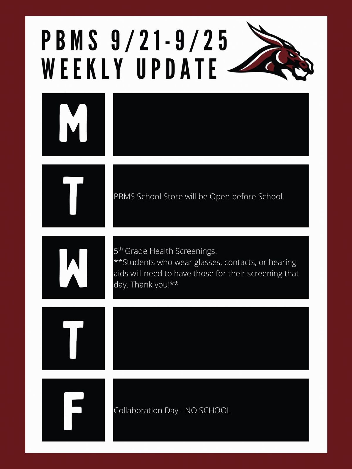 Weekly Update 9/21-9/25
