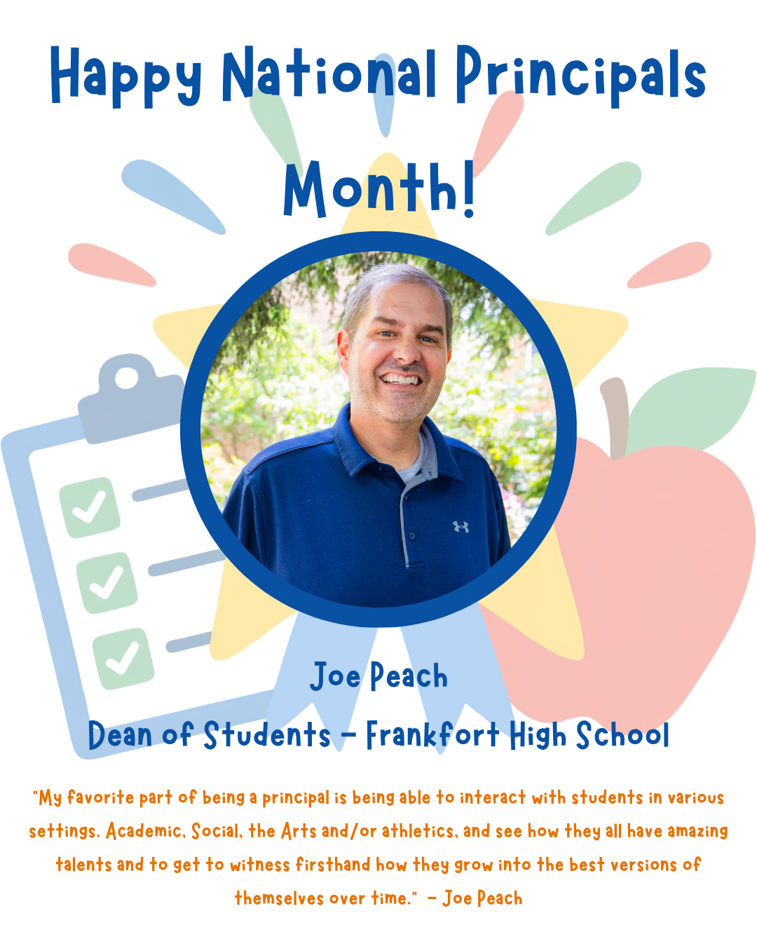 National Principals Month Celebration - Mr. Joe Peach