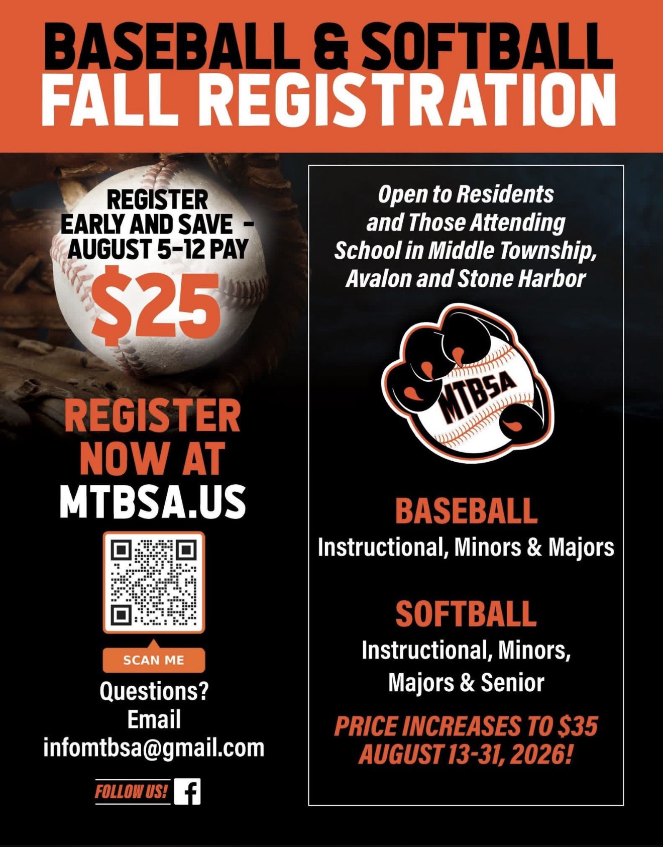 Fall Baseball & Softball Registration