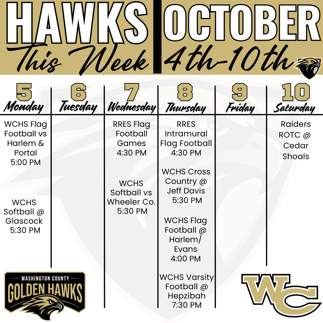Weekly Athletics Schedule