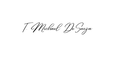 The text 'T. Michael De Souza' is written in a flowing script font on a white background.