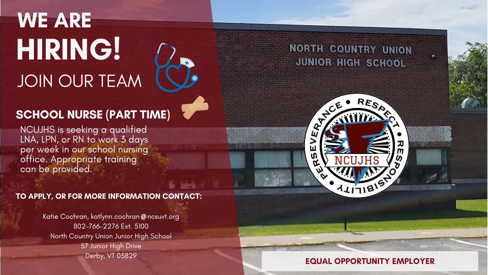 NCUJHS is hiring for LNA, LPN, or RN!