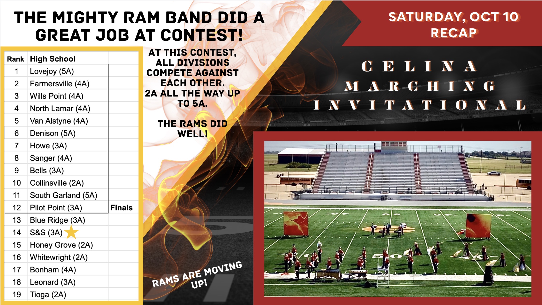 Great job to our Mighty Ram Band last Saturday!