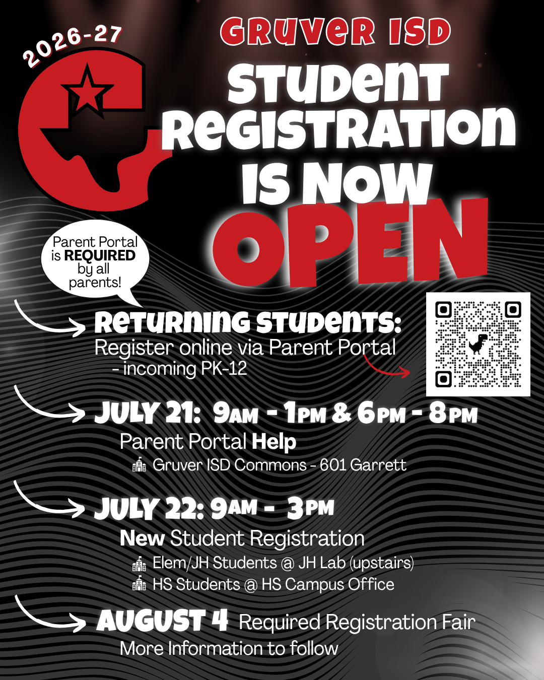 2026-27 GISD Student Registration NOW Open!