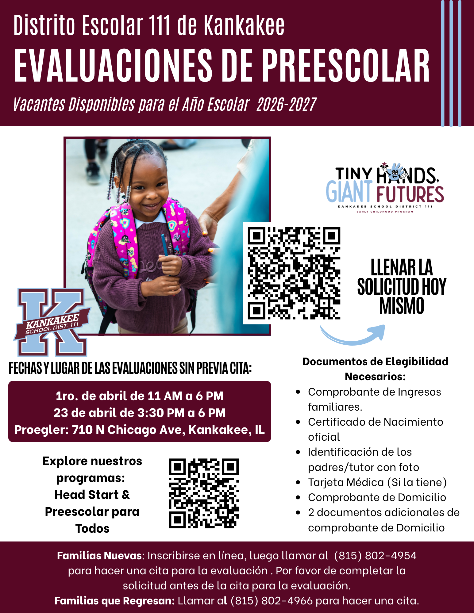 A smiling young Black girl with braided hair and a pink backpack stands outdoors, looking at the camera.
