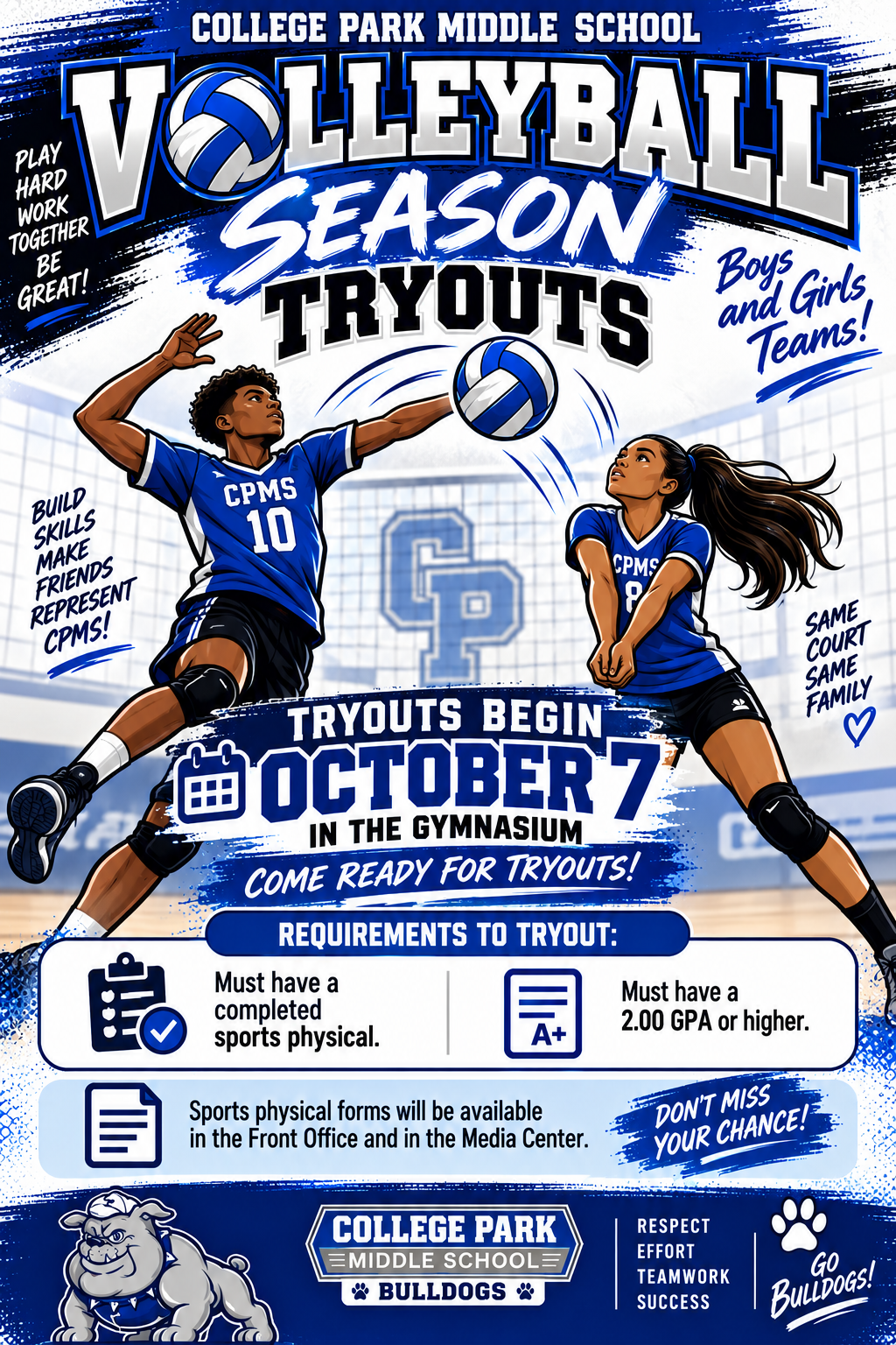 CPMS Volleyball Tryouts Begins Oct. 7