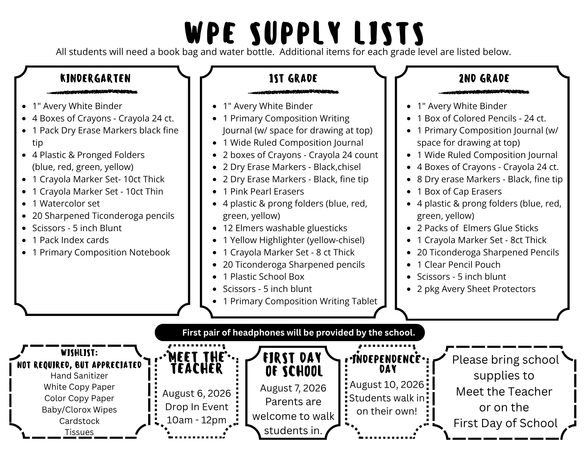🎒 School Supply Lists 2026-2027! 📚