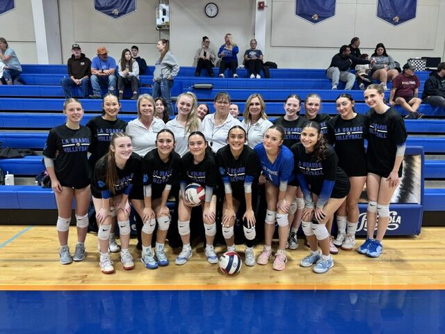 volleyball players and officials in a gym