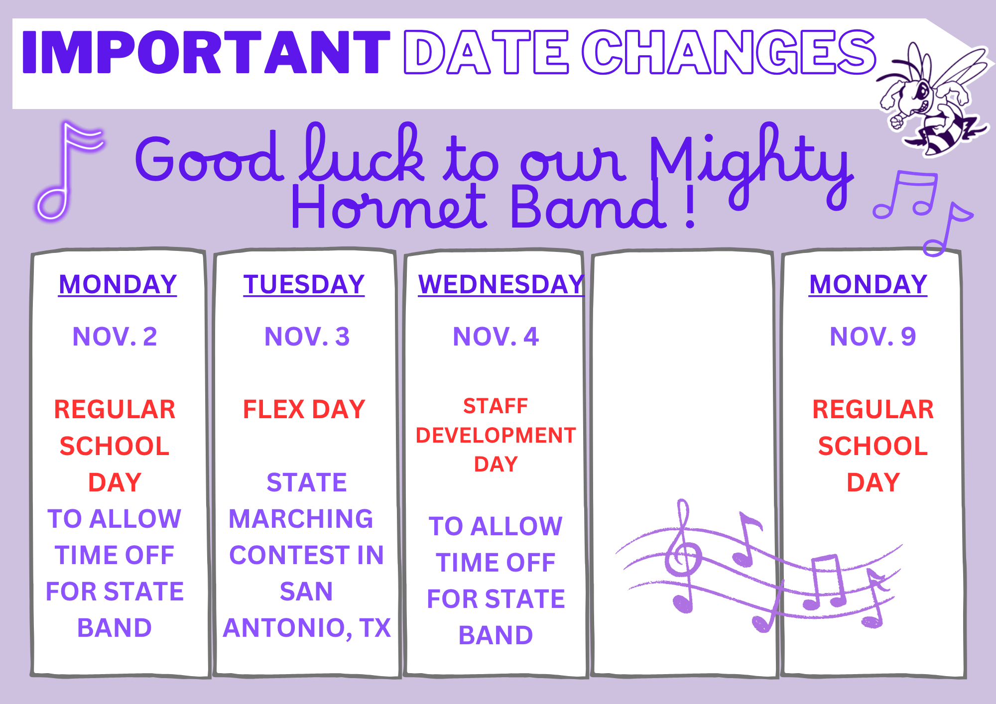 Important Upcoming Date Changes