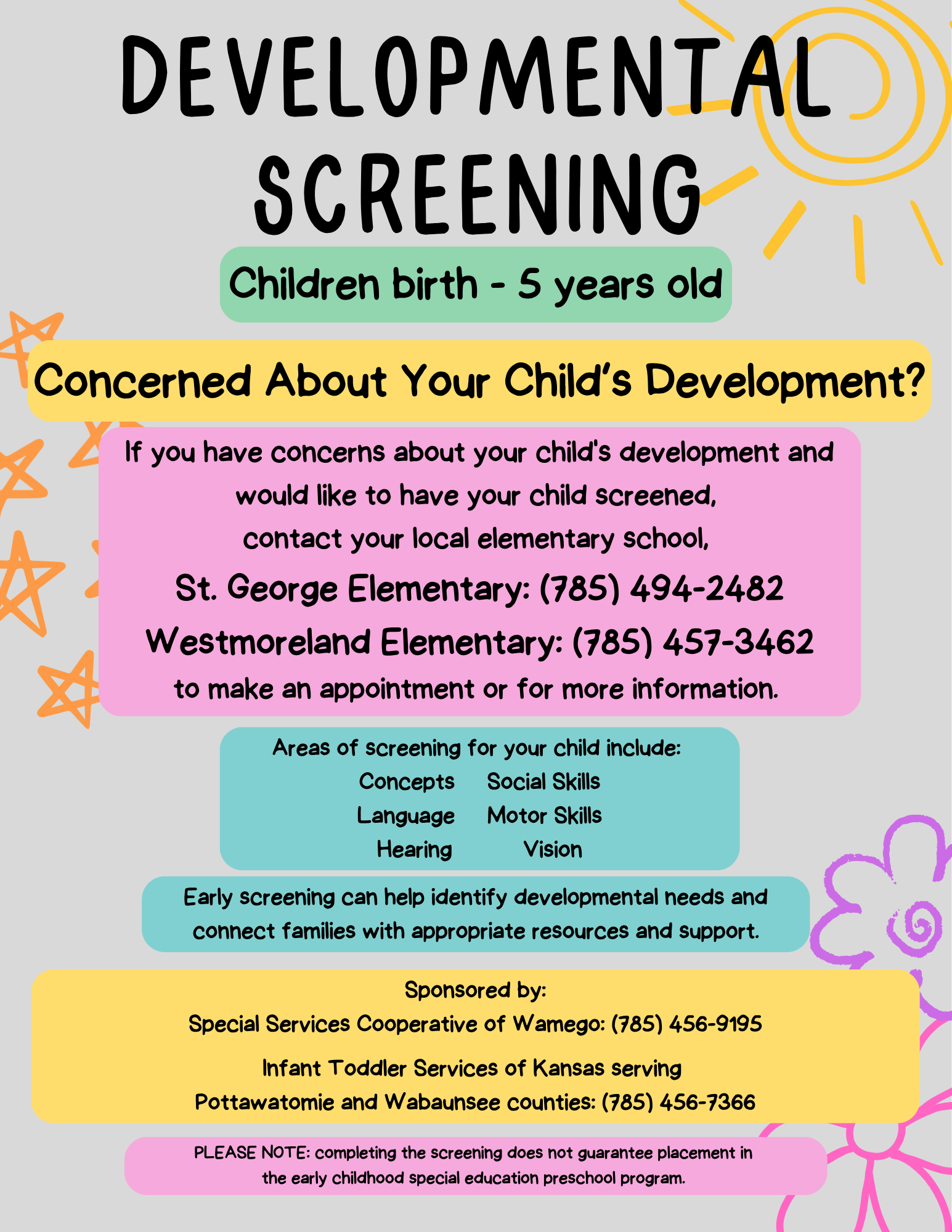 Developmental Screening Available