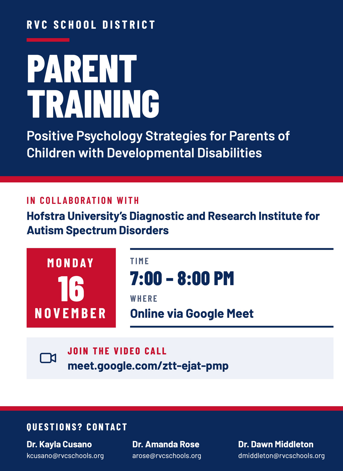 RVC Parent Training - Positive Psychology Strategies for Parents of Children with Developmental Disabilities