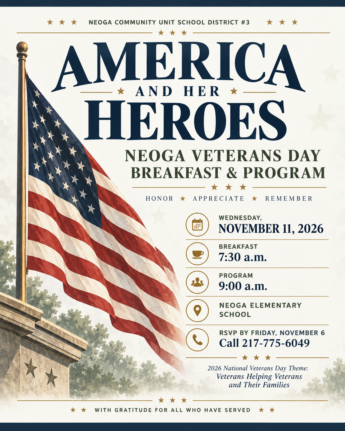 Neoga Schools Veterans Day Breakfast & Program — America and Her Heroes