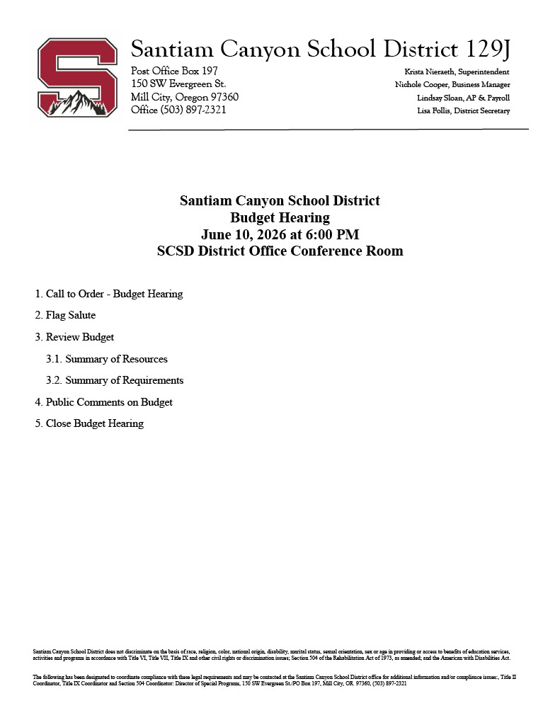 June Budget Hearing and Board Meeting