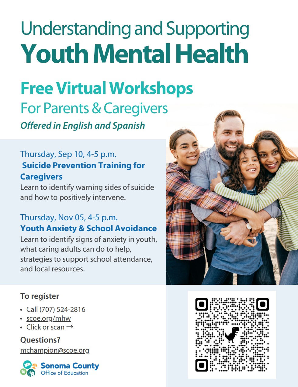 Upcoming Understanding and Supporting Youth Mental Health Workshops via SCOE