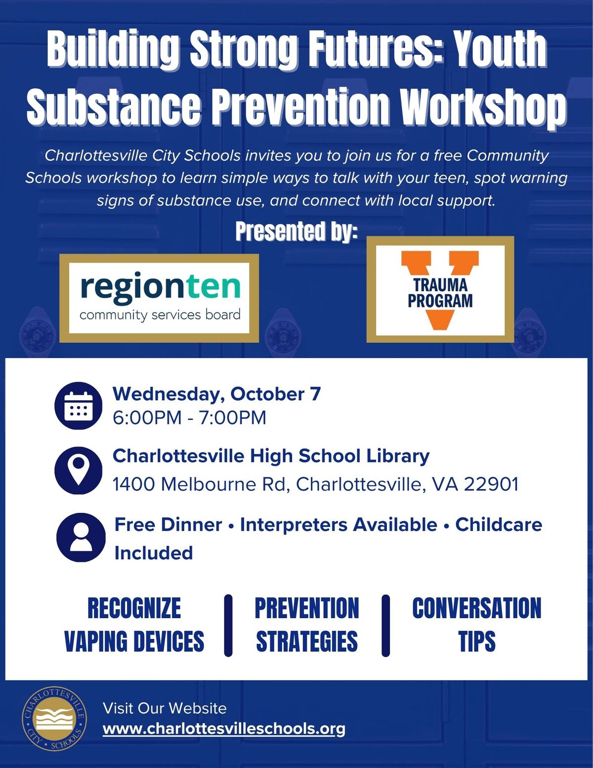 You're Invited to a Family Workshop on Preventing Youth Substance Use