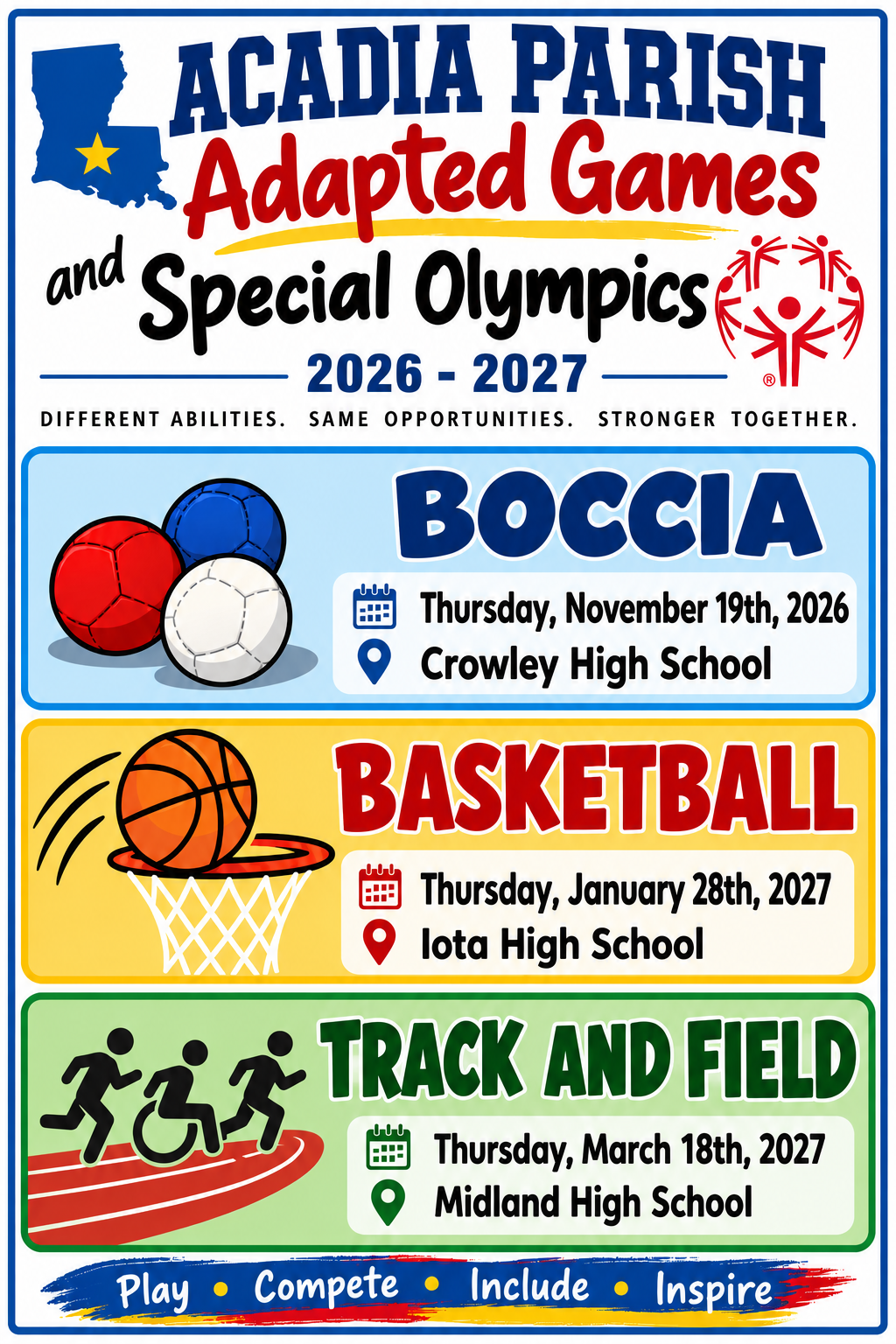Special Olympics Dates Set