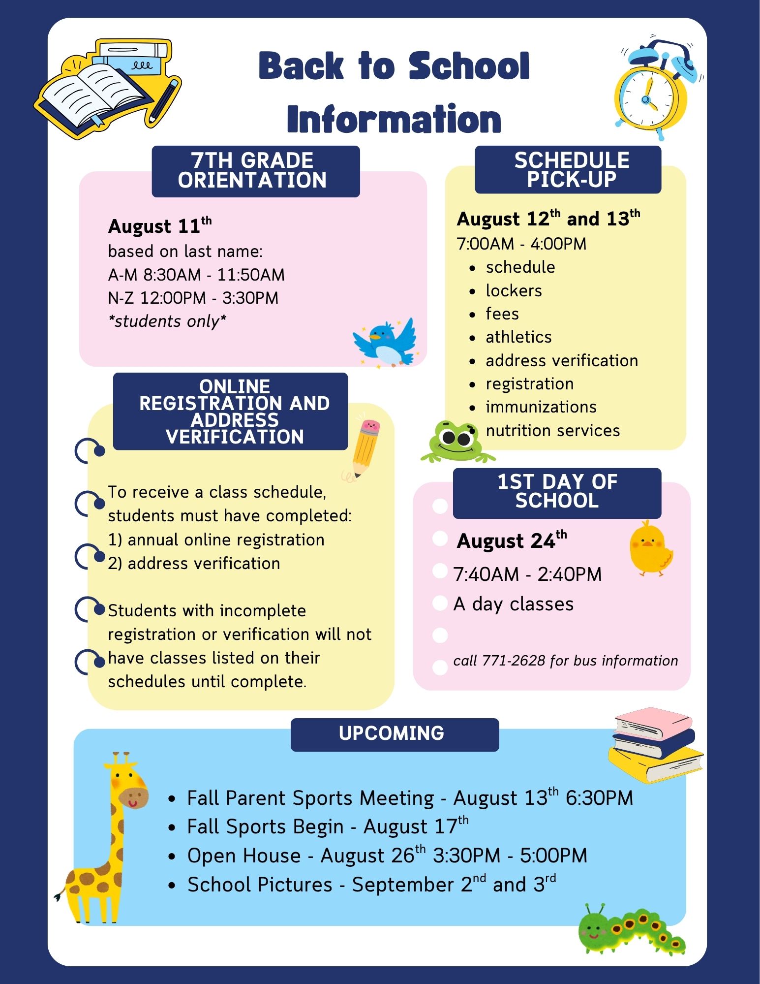 Back to School Information