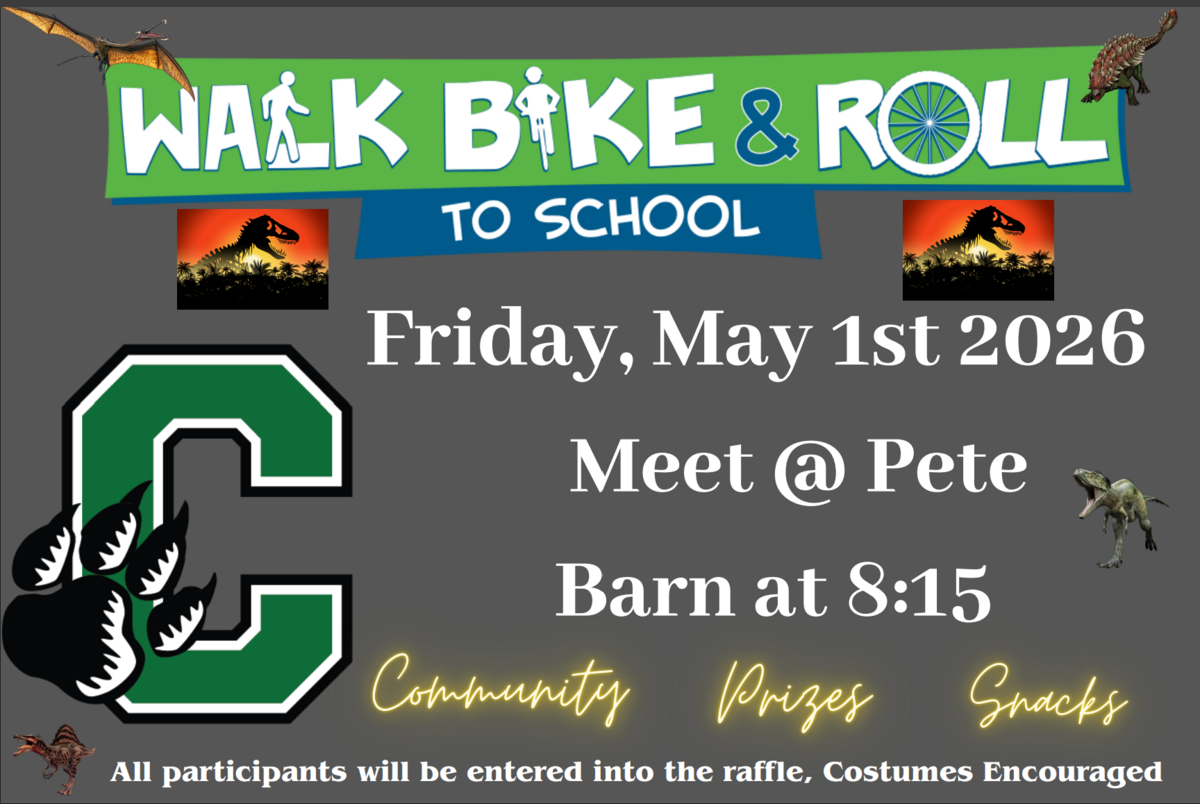 Walk & Roll to School! This Friday. Meet at Pete Barn at 8:15am (5/1)