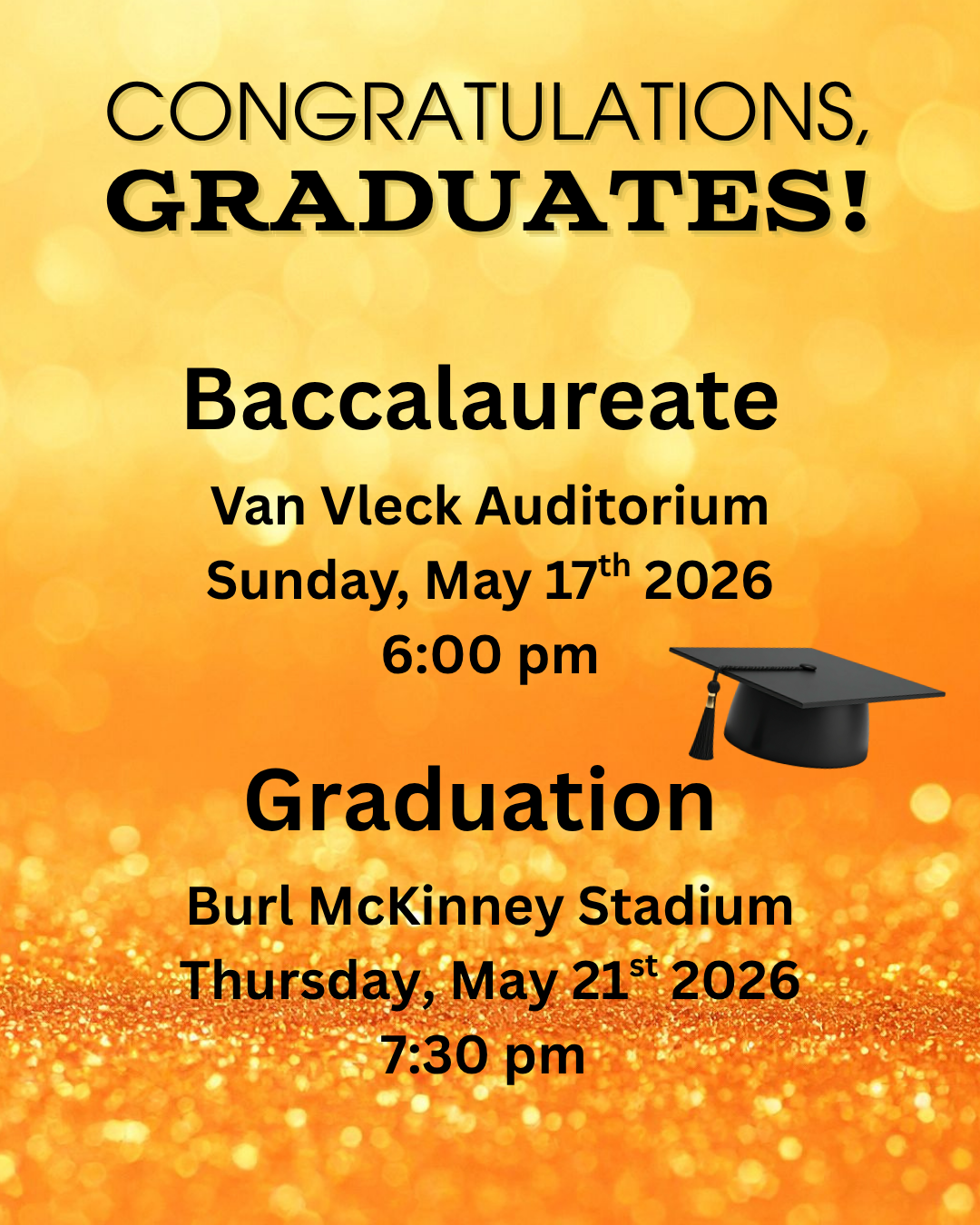 Celebrate Baccalaureate & Graduation For The Class of 2026