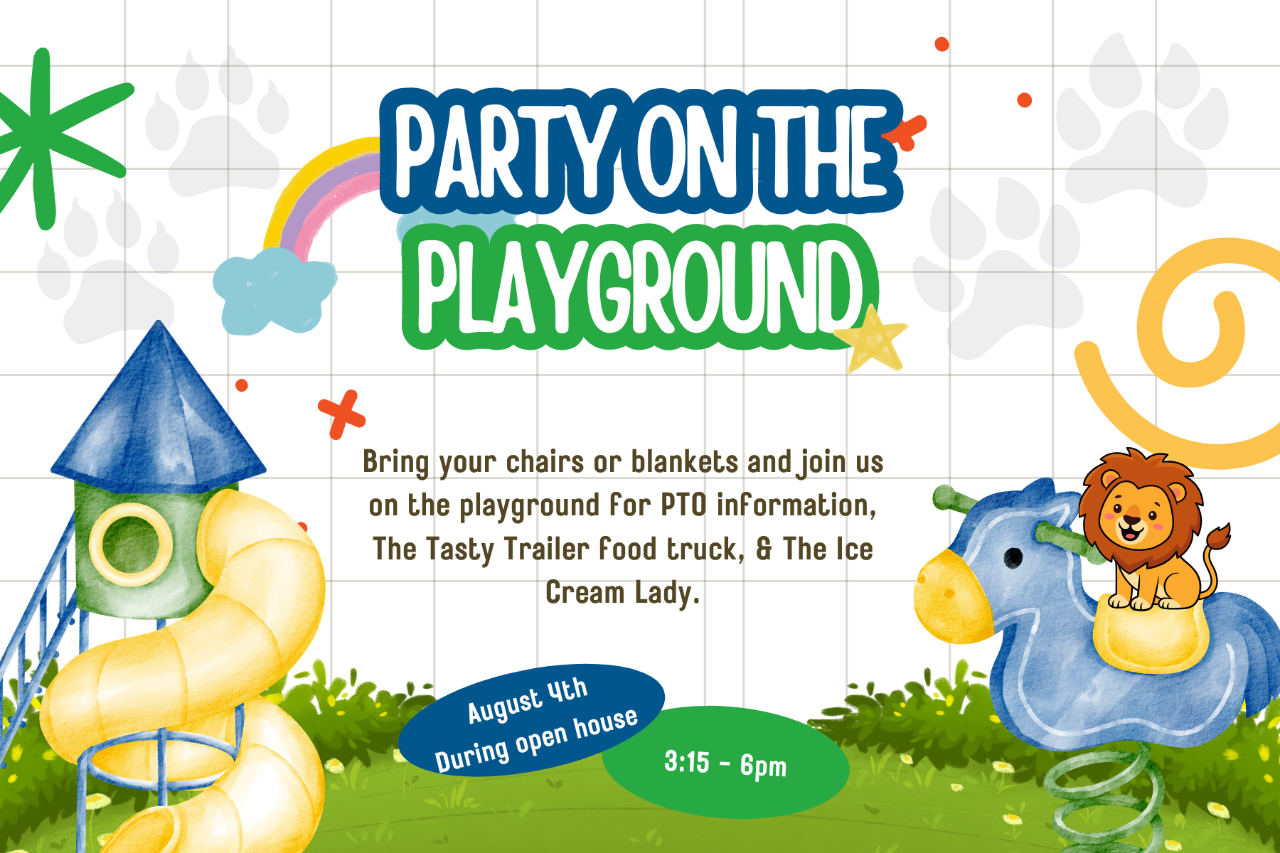 Party on the Playground Aug. 4th from 3:15 - 6:00