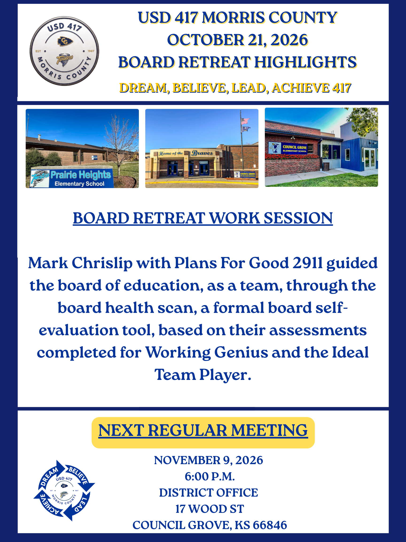 USD 417 October 21 Board Retreat Highlights