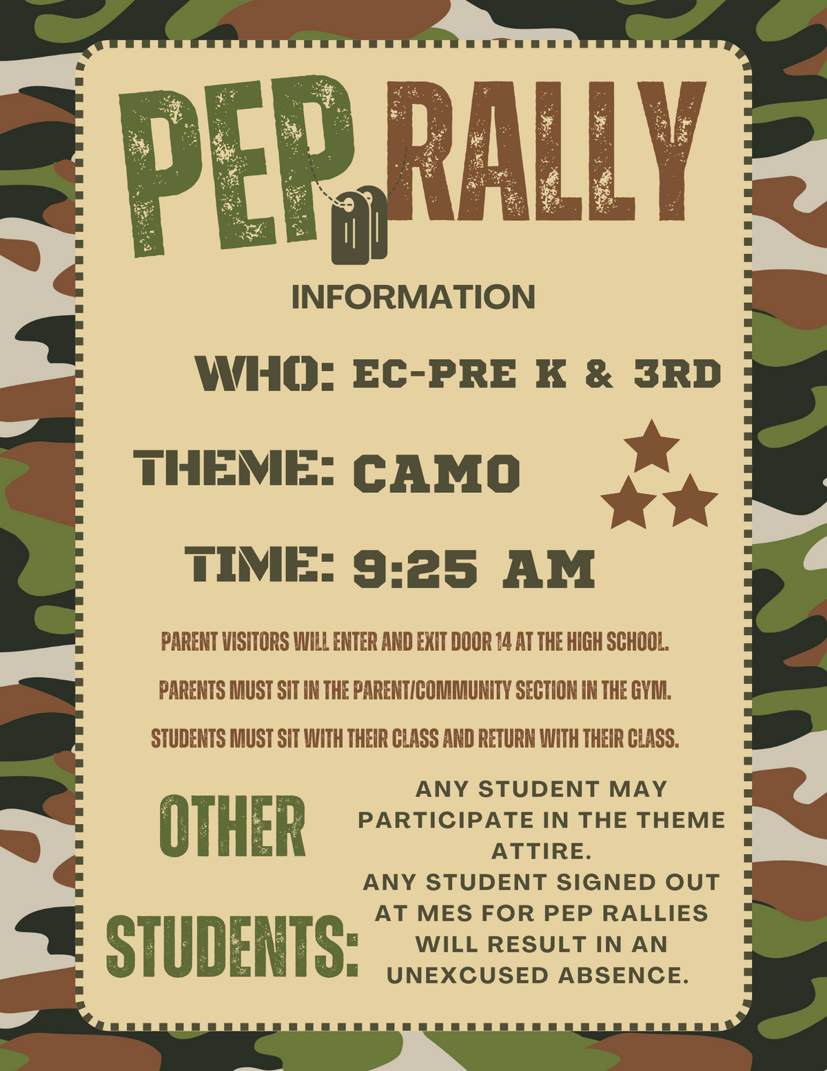 Pep Rally Info