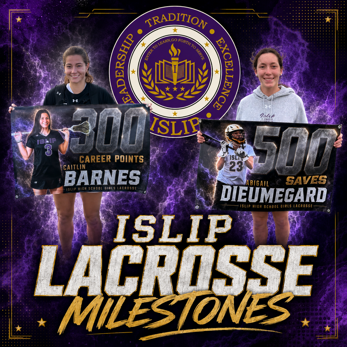 Barnes, Dieumegard Reach Historic Milestones for Islip Girls Lacrosse