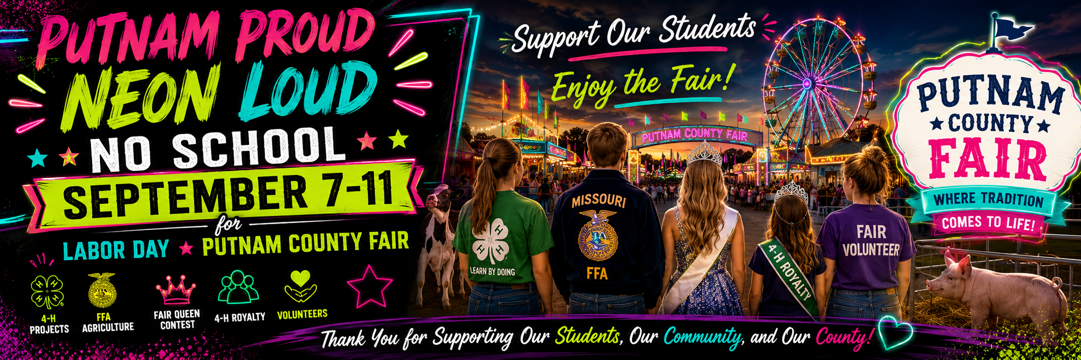 🎡💗💚 PUTNAM PROUD. NEON LOUD. PUTNAM COUNTY FAIR WEEK! 💙💛🎡