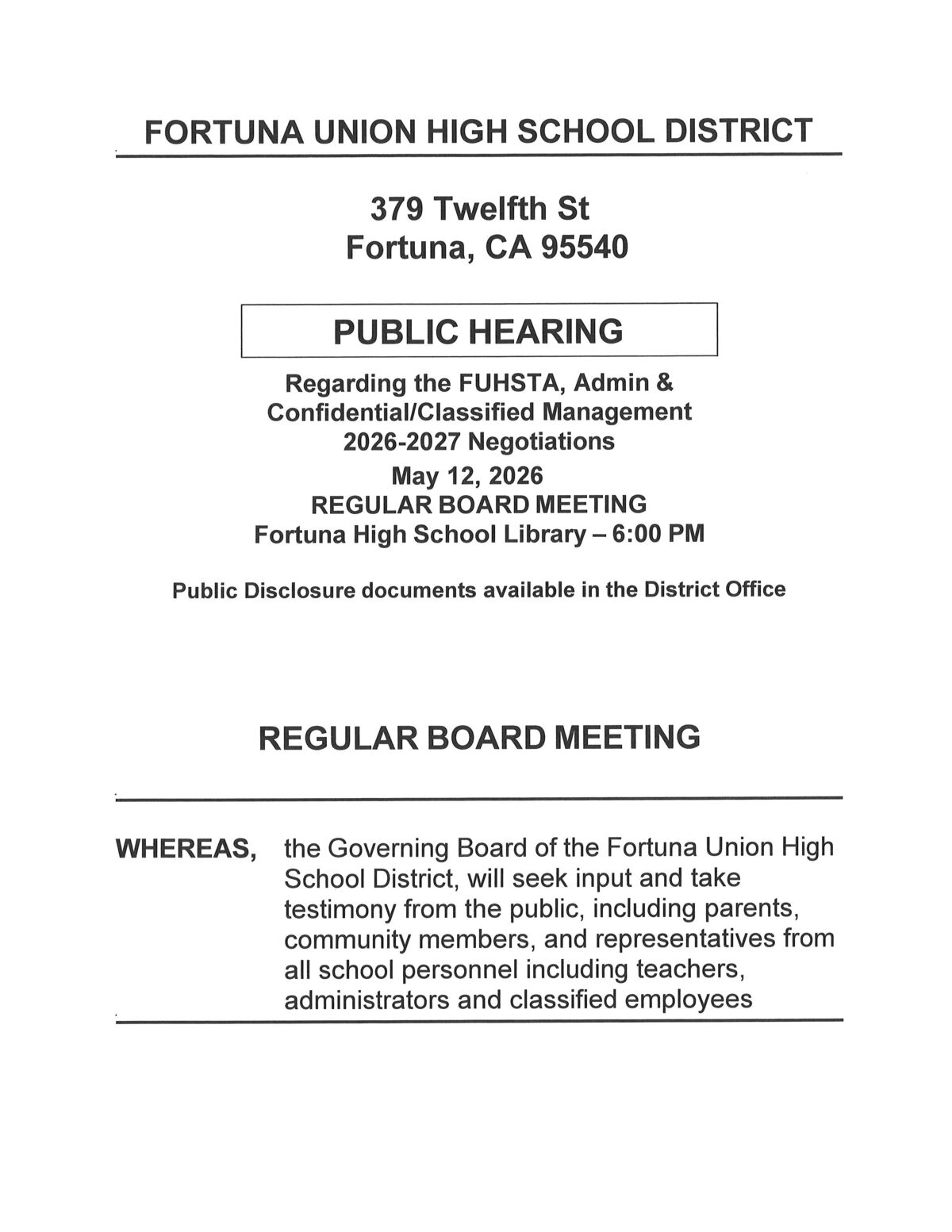Public Hearing Notice