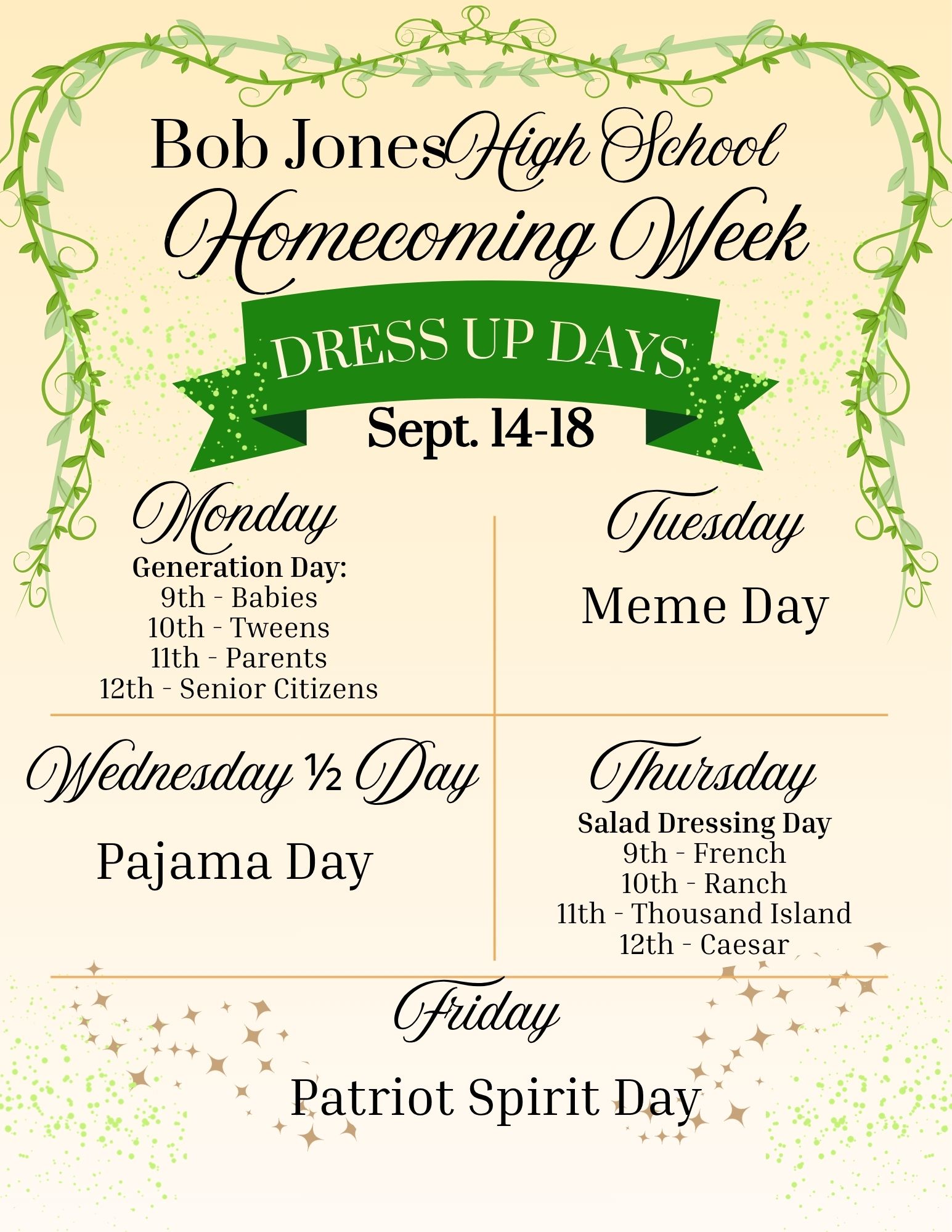 Homecoming Dress Up Days