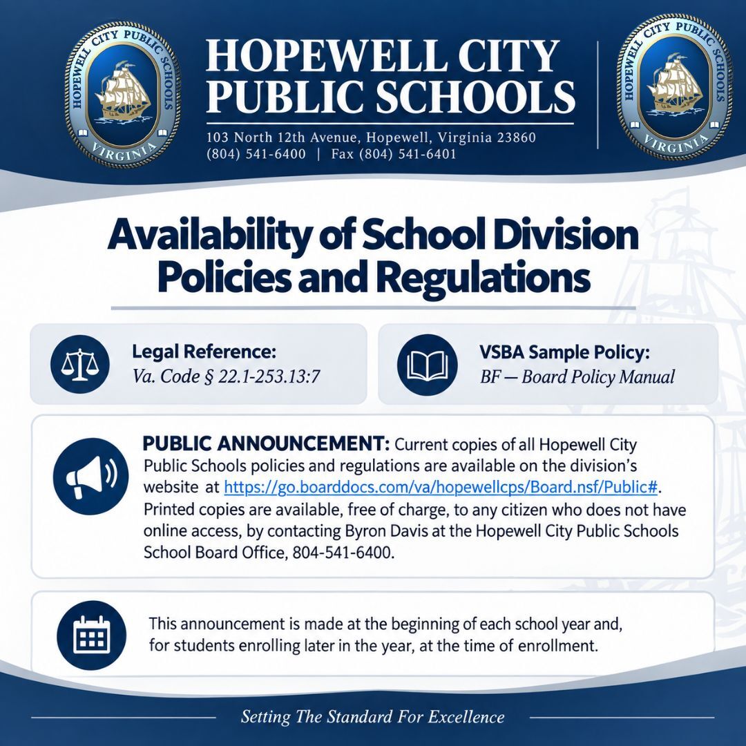 Availability of School Division Policies and Regulation 